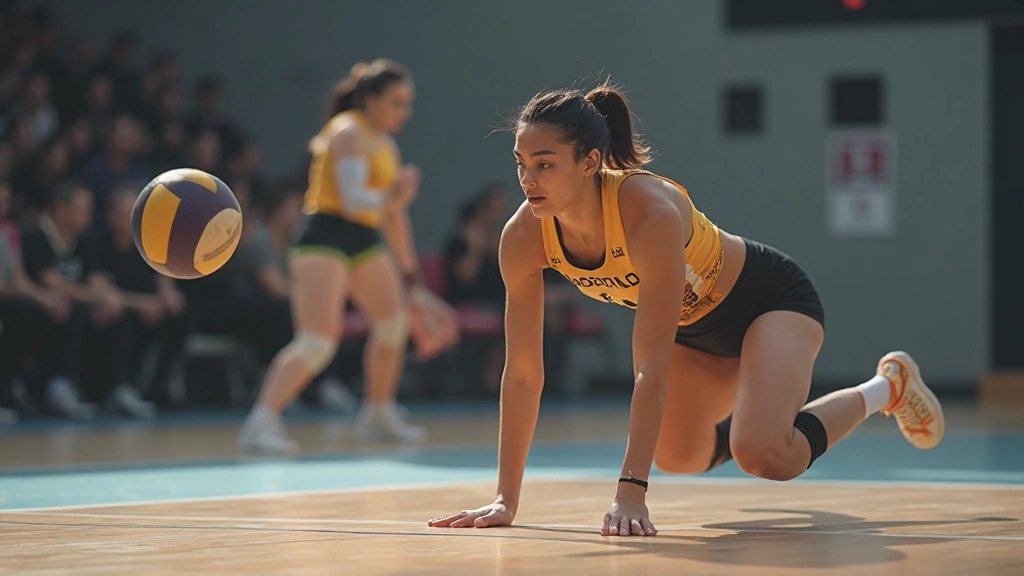 لاعب كرة طائرة يقوم بتنفيذ مهارة دفاعية متقدمة
